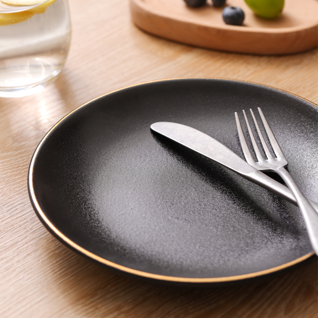 SELBY 골드라인 매트블랙 라운드 메인 접시 25cm - 상세 이미지 2