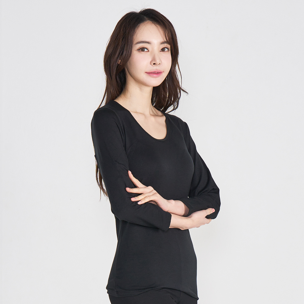 [에이원] 여성 텐셀 소프트 내복 내의 9부 상의 긴팔 이미지 3