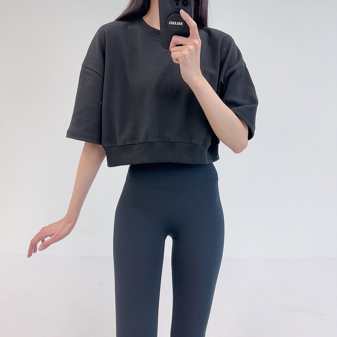 로라벨 플라 필라테스복 여성 요가복 필라테스 요가 상의 옷 커버업 운동복 탑 반팔 크롭 - 상세 이미지 5