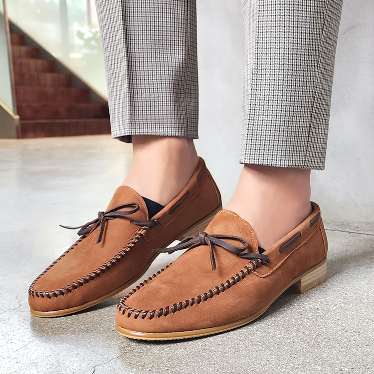 왁시누벅 수제화 염소가죽 발편한로퍼 240 290mm