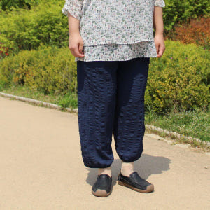 할머니바지 100%인견여름 무지 네이비 고무줄바지 60대70대80대90대... 착용 후기 | 사이즈/핏 총정리 - 상품 이미지 1