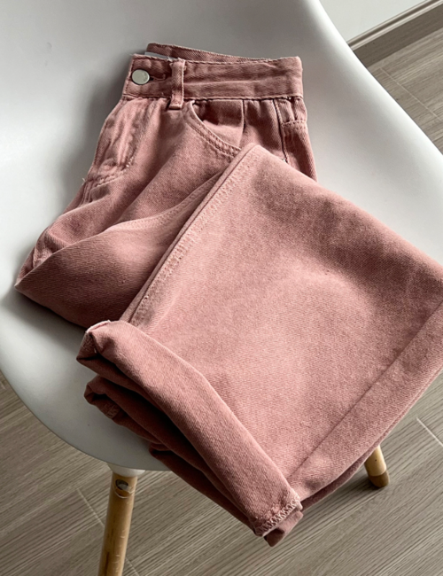 굿즈 컬러 와이드 일자핏 핑크데님 - 상세 이미지 2