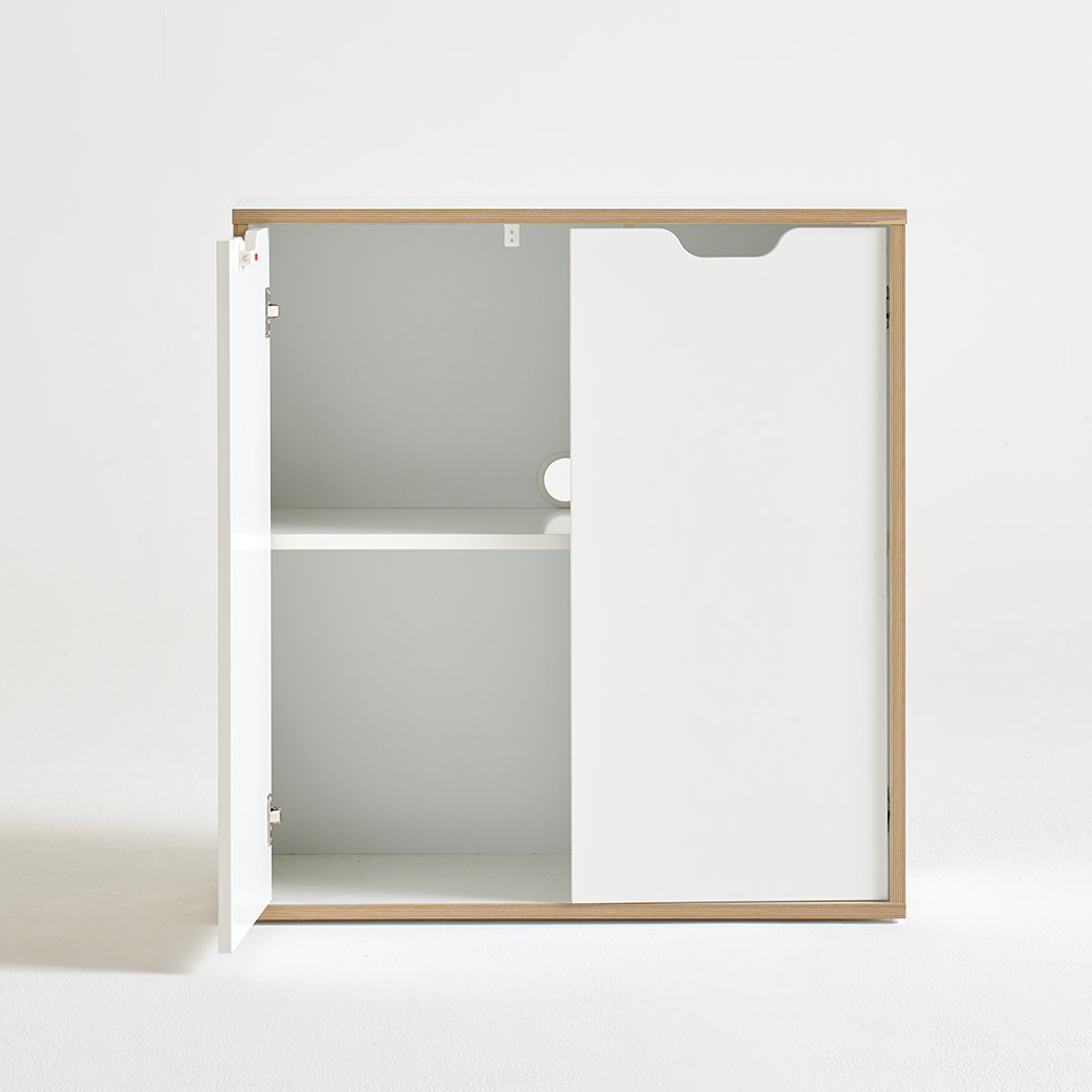 E0자재 무노 잠금가능 다용도 수납장 800x400x850mm, 2단, 화이트 (MN1569) 이미지 8
