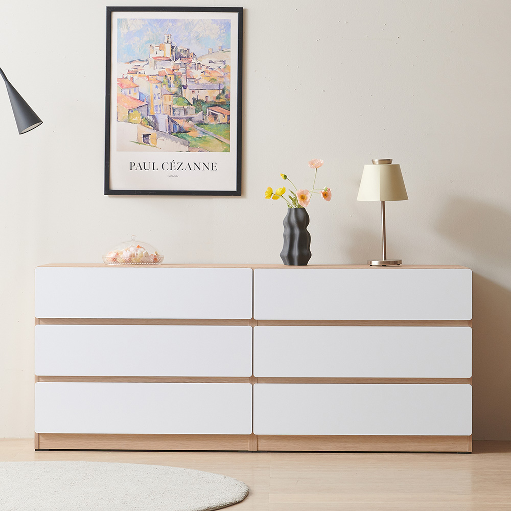 스코나 디스트 3단 서랍 높은 거실장 사이드보드 1600mm, 화이트