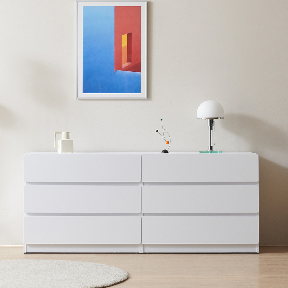 스코나 디스트 3단 서랍 높은 거실장 사이드보드 1600mm, 화이트