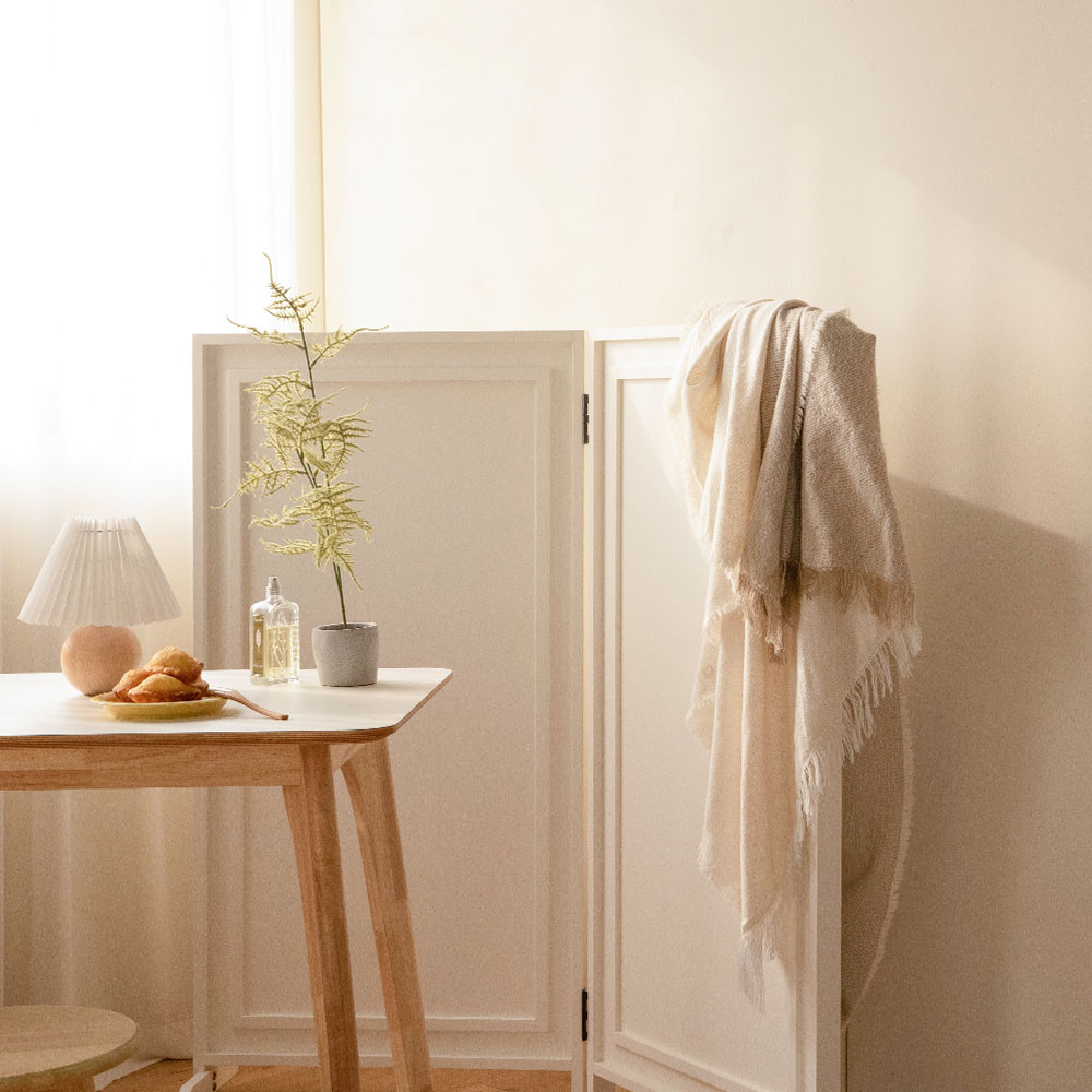 플럼 원목 3단 인테리어 공간분리 가벽 접이식 웨인스코팅 파티션