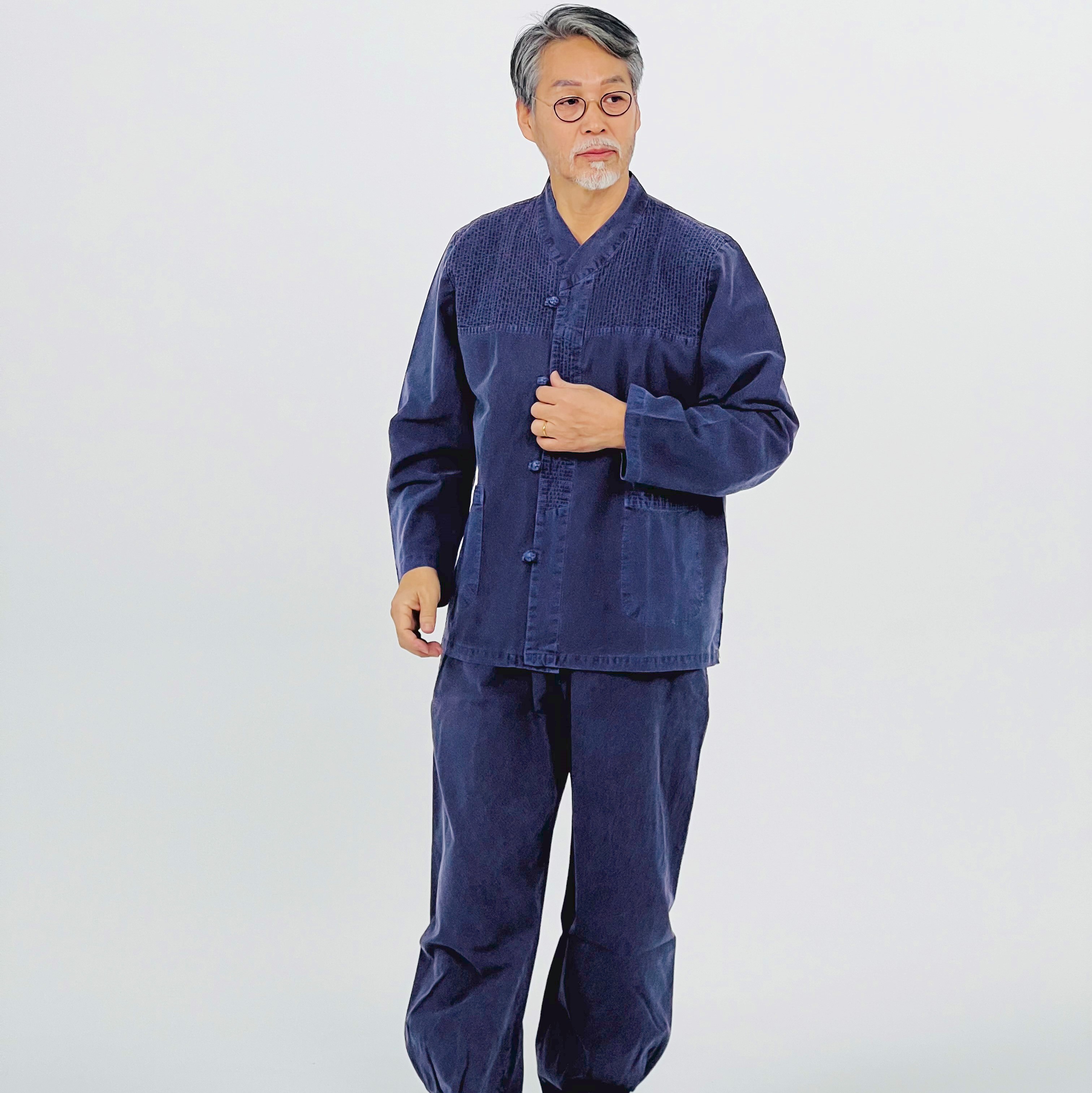 초가을용 긴팔 줄무늬 남자 개량 한복 남성 한벌 생활한복 - 상품 이미지