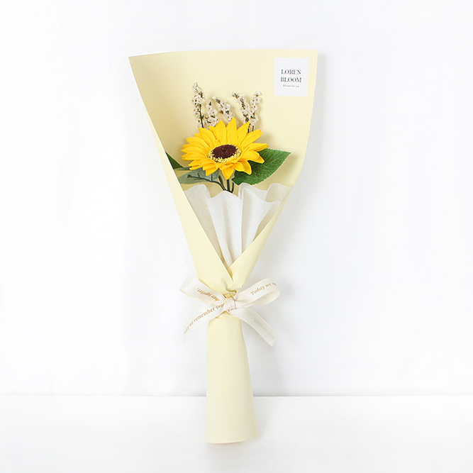 해바라기 꽃다발,한송이 꽃다발,비누꽃, 미니꽃다발,sunflower - 상세 이미지 2