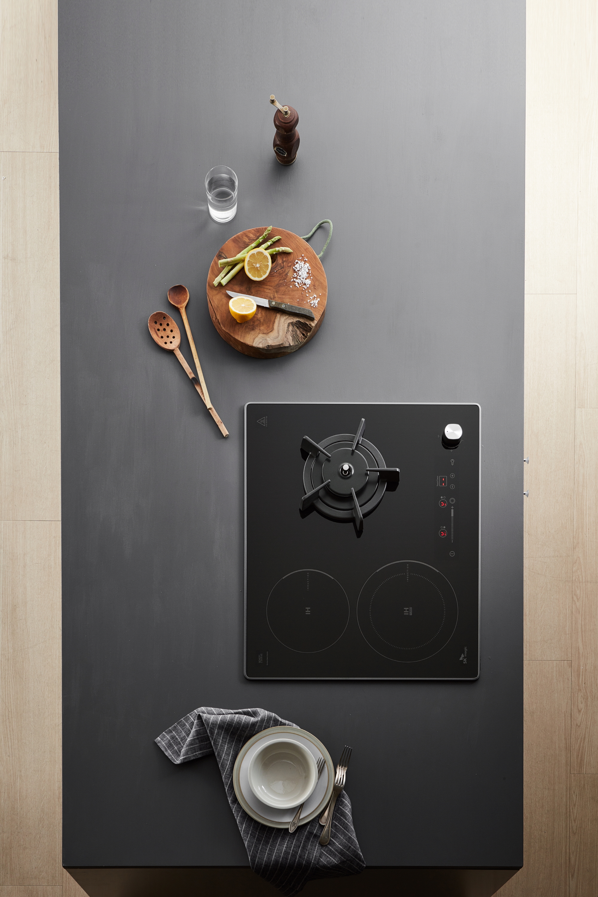 가스연결방문설치 3구 하이브리드 인덕션 전기 가스쿡탑레인지 ERG5003DNBL