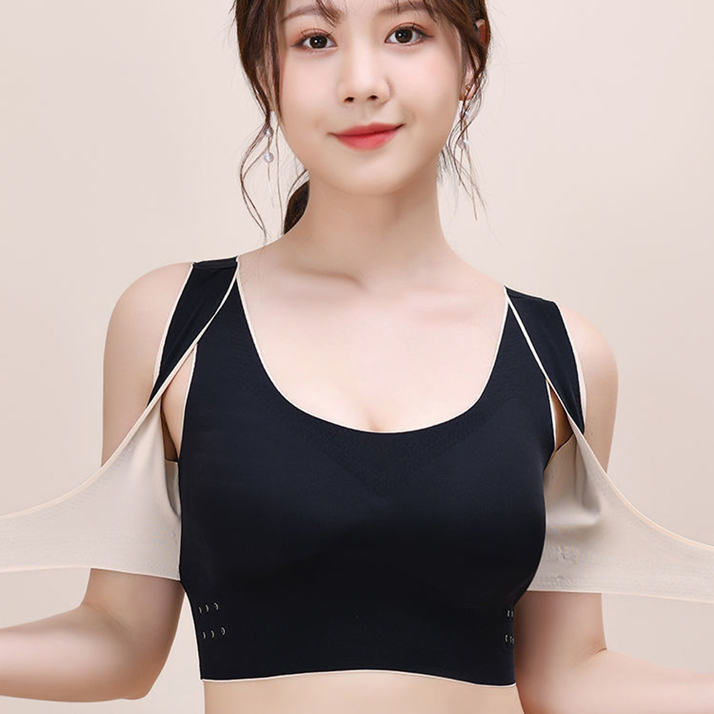 노와이어 스포츠브라 앞후크 심리스 스포츠 브라탑 나시 이미지 3