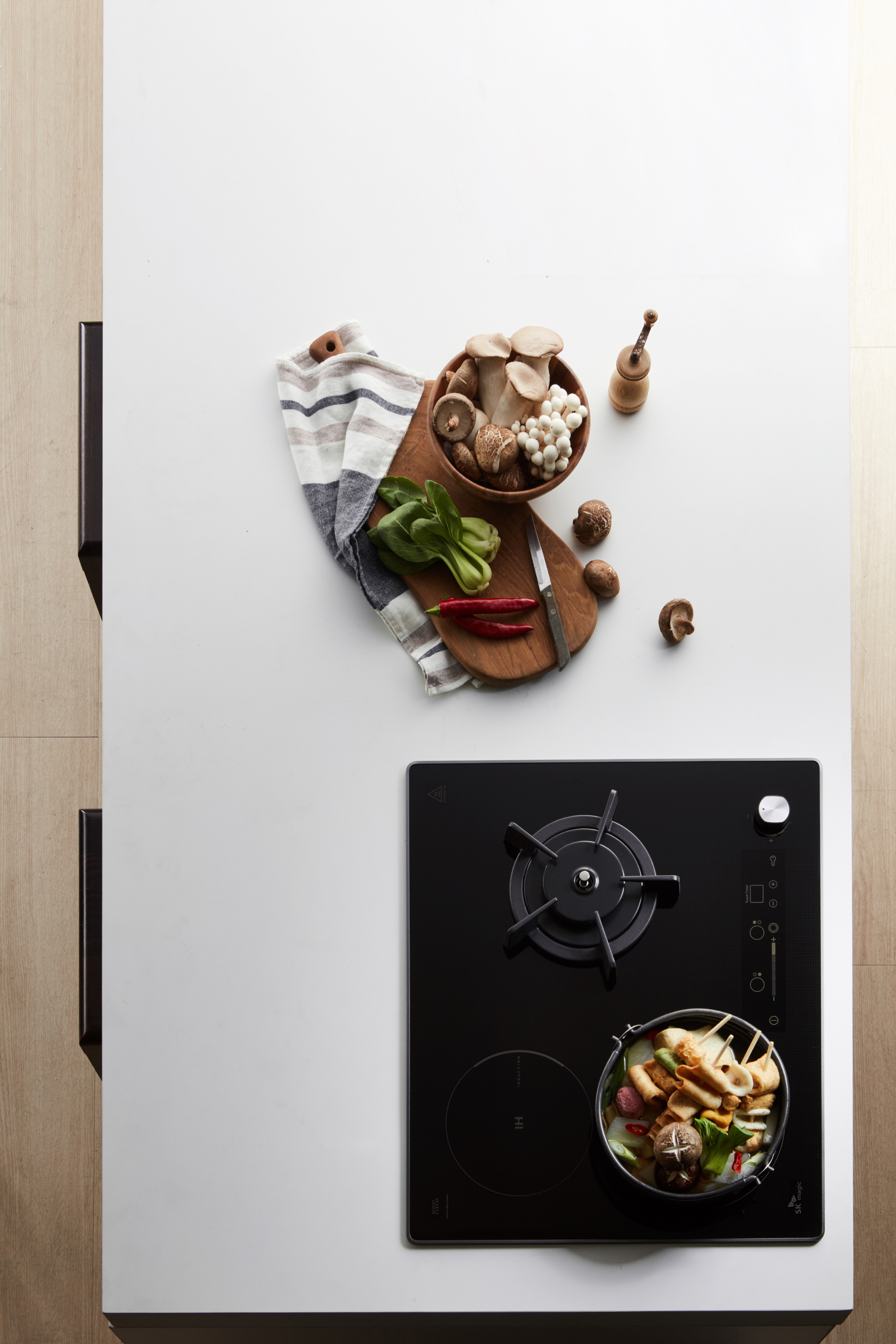 가스연결방문설치 3구 하이브리드 인덕션 전기 가스쿡탑레인지 ERG5003DNBL