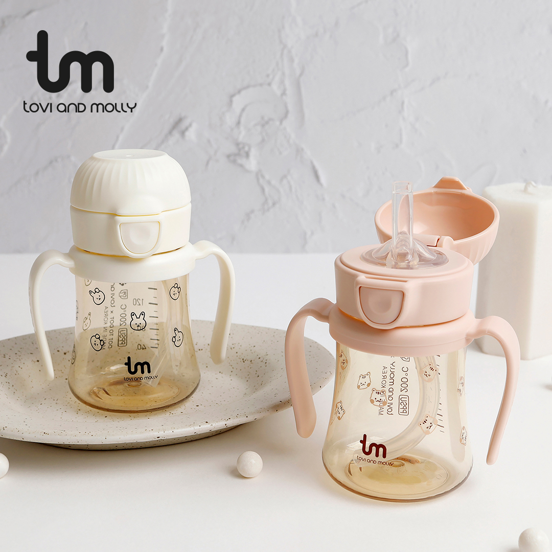 [토비앤몰리] 1+1 180ml 280ml 새지않는 아기 유아 어린이집 이유식 자기주도 빨대컵 이미지 8