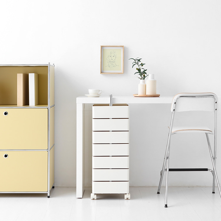 빙그리 회전서랍 트롤리 7단 크림 1019.7772