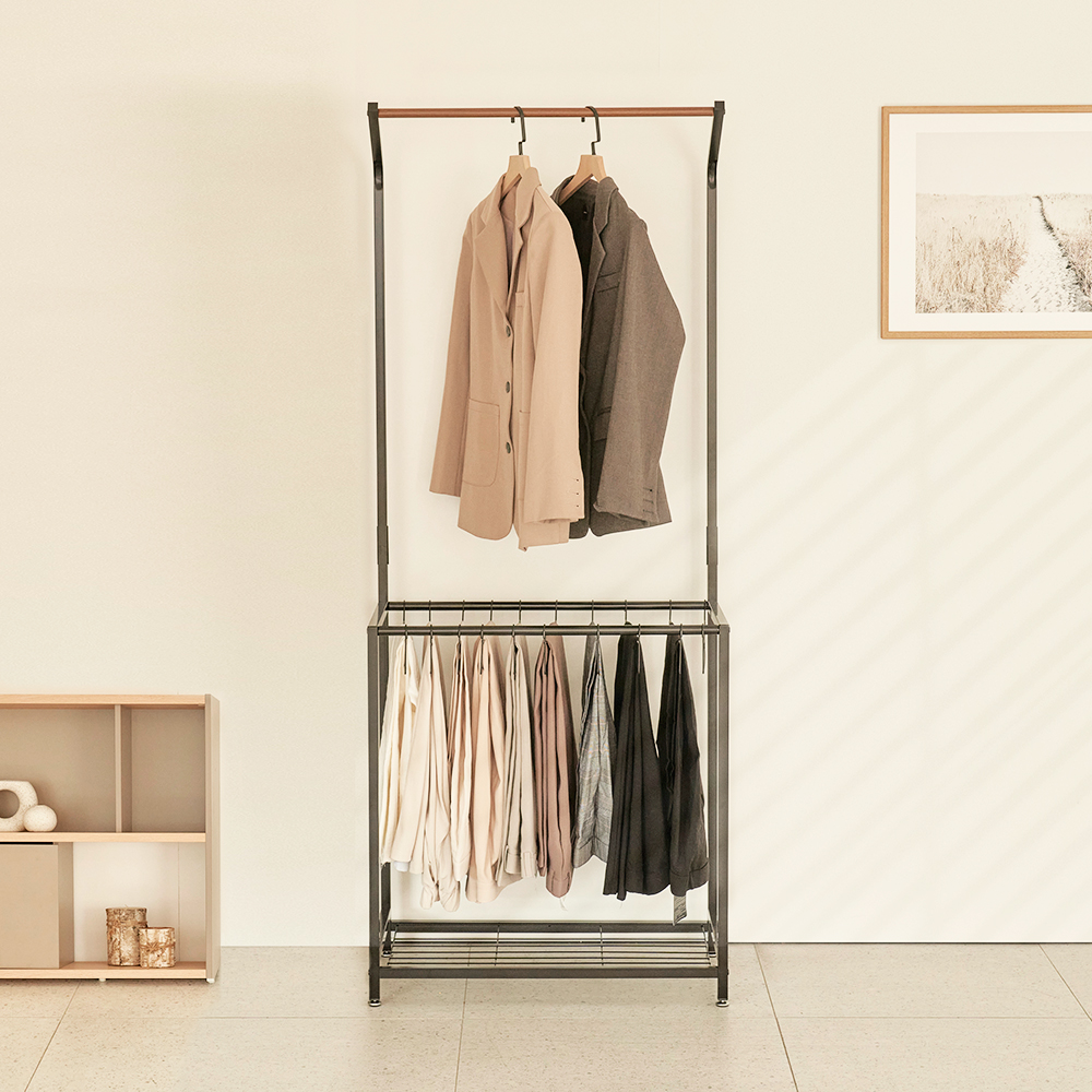 포미즈 드레스룸 2단 옷걸이 바지걸이 행거 블랙