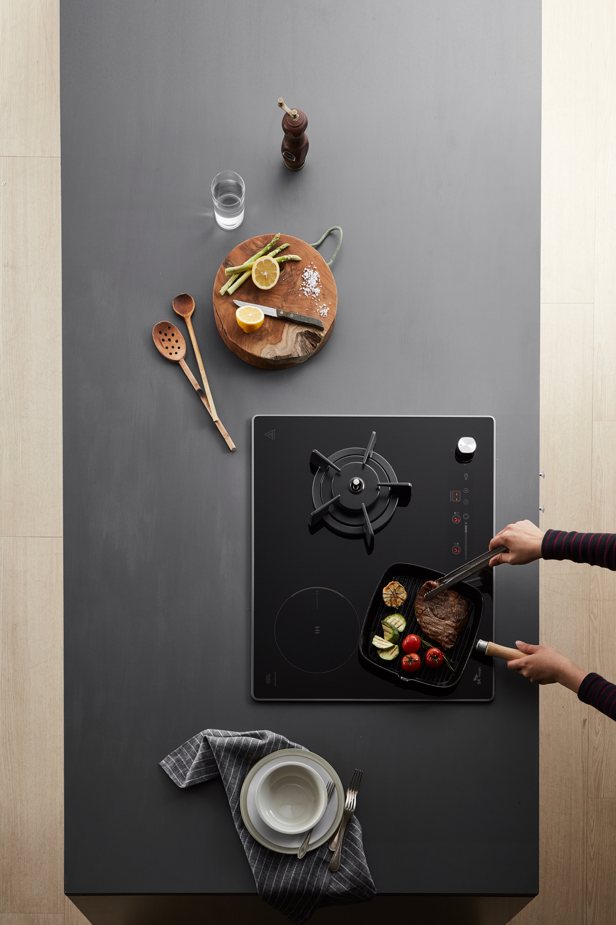 가스연결방문설치 3구 하이브리드 인덕션 전기 가스쿡탑레인지 ERG5003DNBL