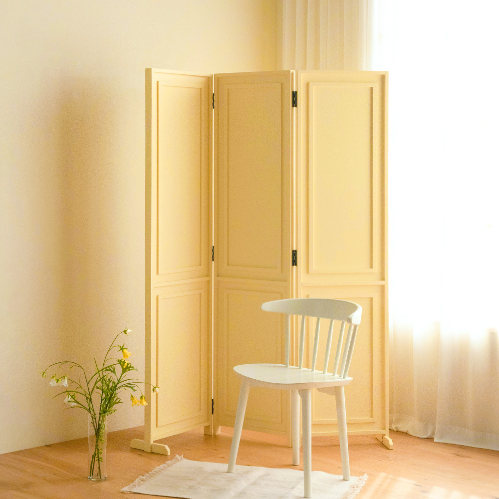 플럼 원목 3단 인테리어 공간분리 가벽 접이식 웨인스코팅 파티션