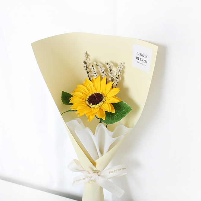 해바라기 꽃다발,한송이 꽃다발,비누꽃, 미니꽃다발,sunflower - 상세 이미지 3