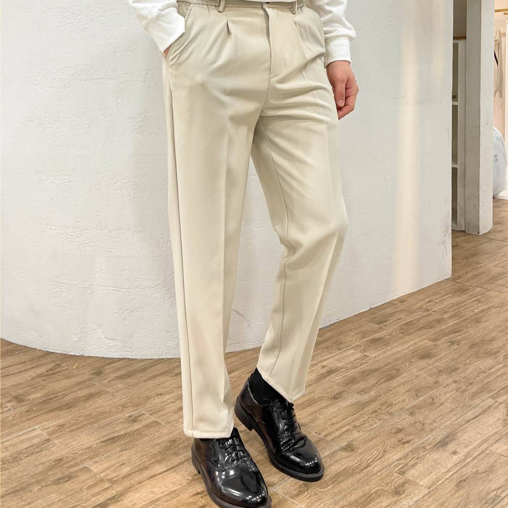 남자 링클프리 슬랙스 봄 여름 정장바지 밴딩 9부 스판 팬츠 빅 사이즈 - 상품 이미지