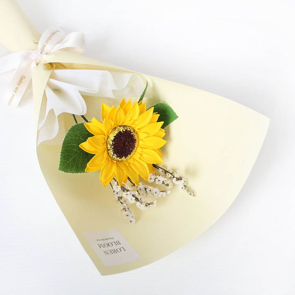 해바라기 꽃다발,한송이 꽃다발,비누꽃, 미니꽃다발,sunflower - 상세 이미지 4