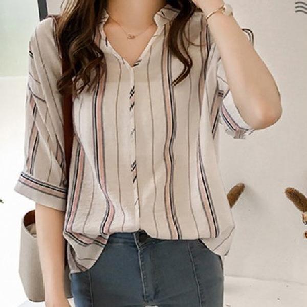 슬림 데일리 셔츠 여성 여름 블라우스 이미지 1