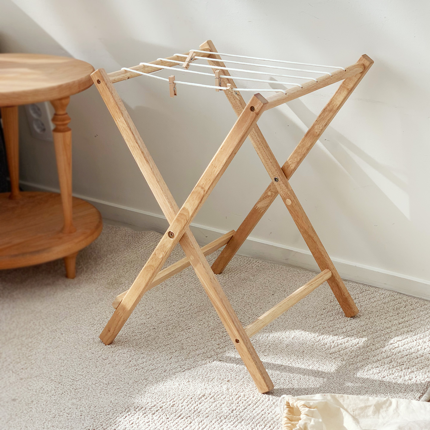 아카시아홈 우드 행주건조대 빨래 미니 접이식 원목 빨래건조대