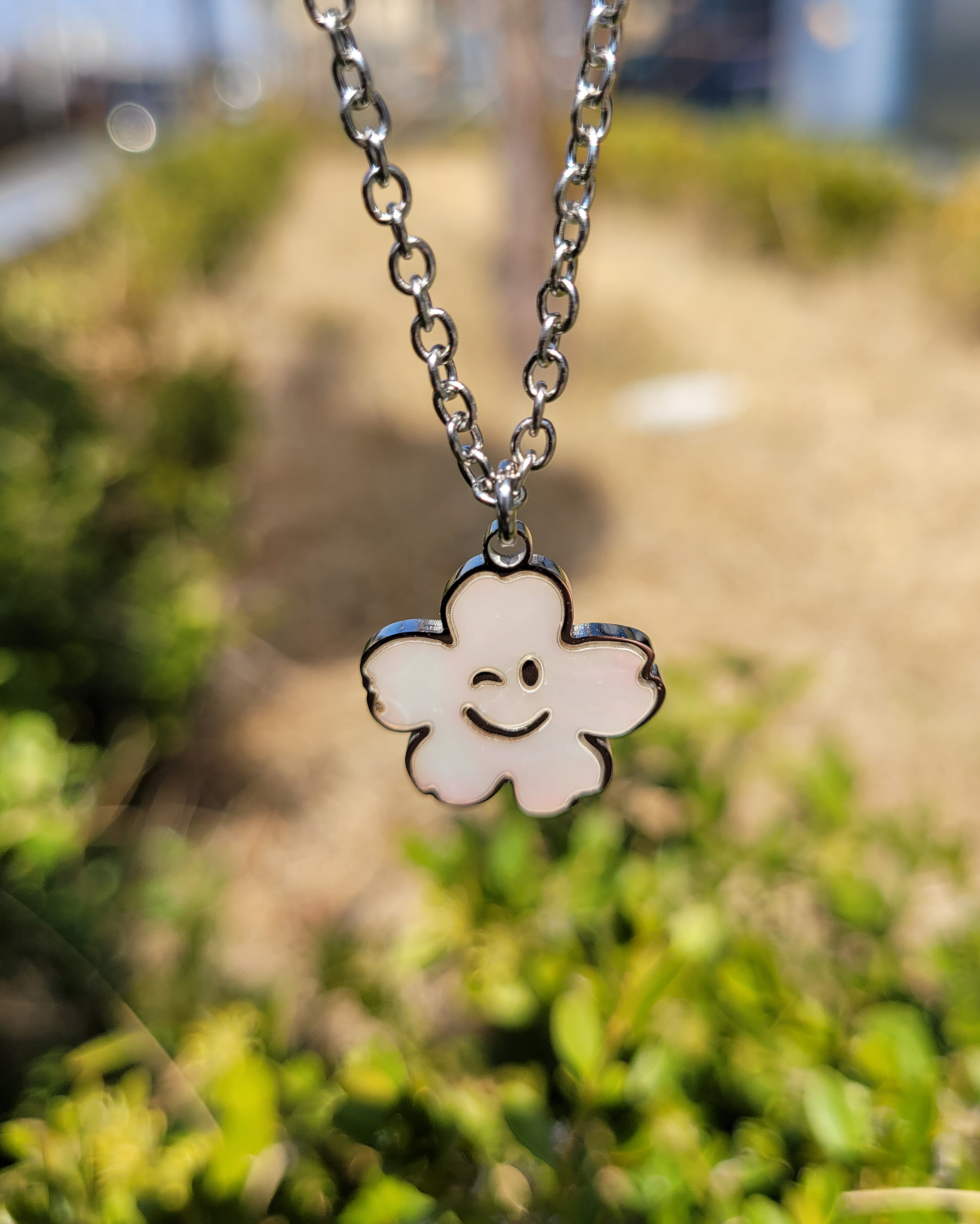 스마일 자개 미아방지 목걸이 써지컬스틸 아기 유아 어린이