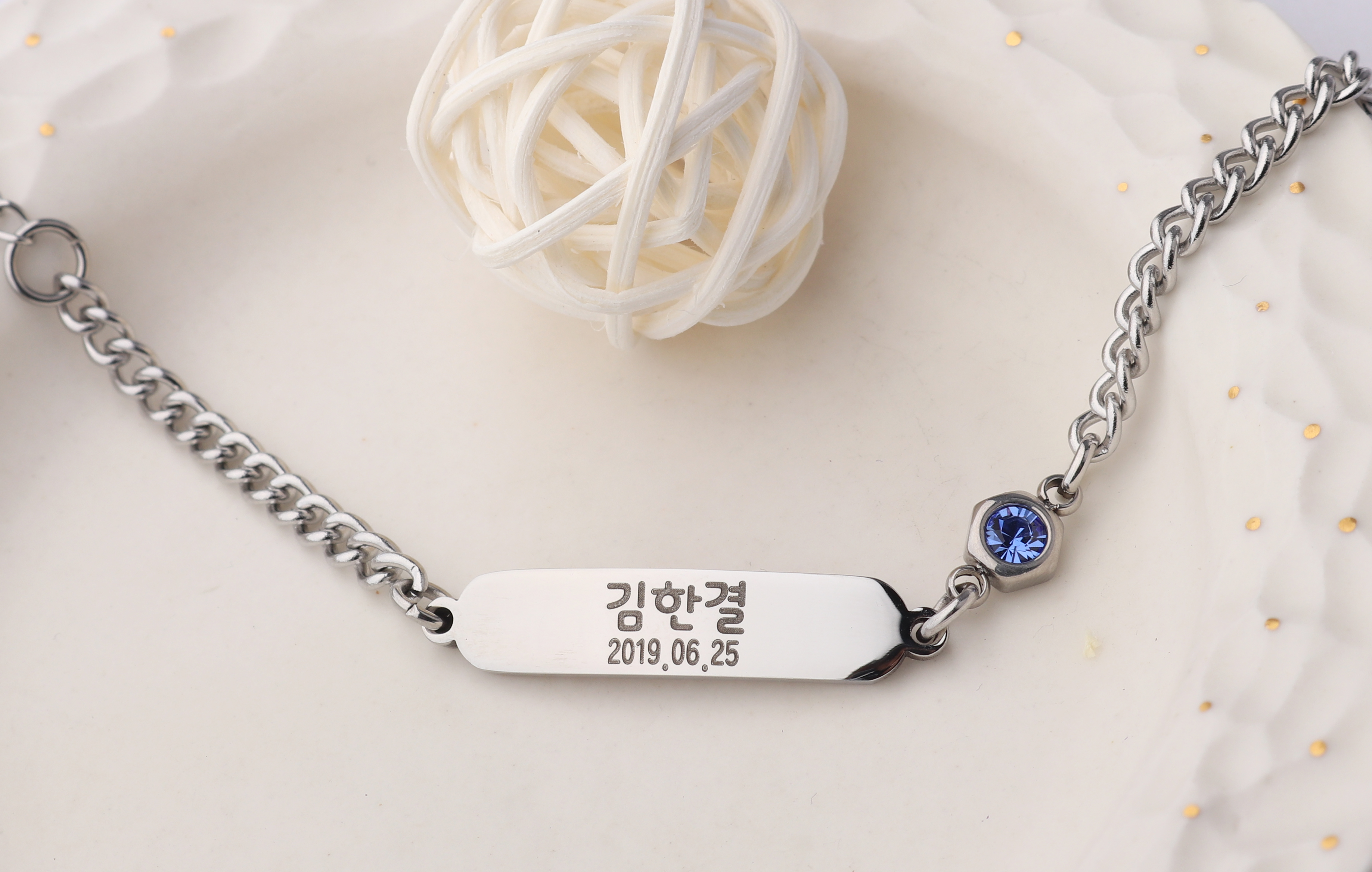 탄생석 써지컬스틸 미아방지 목걸이 아기 유아 어린이