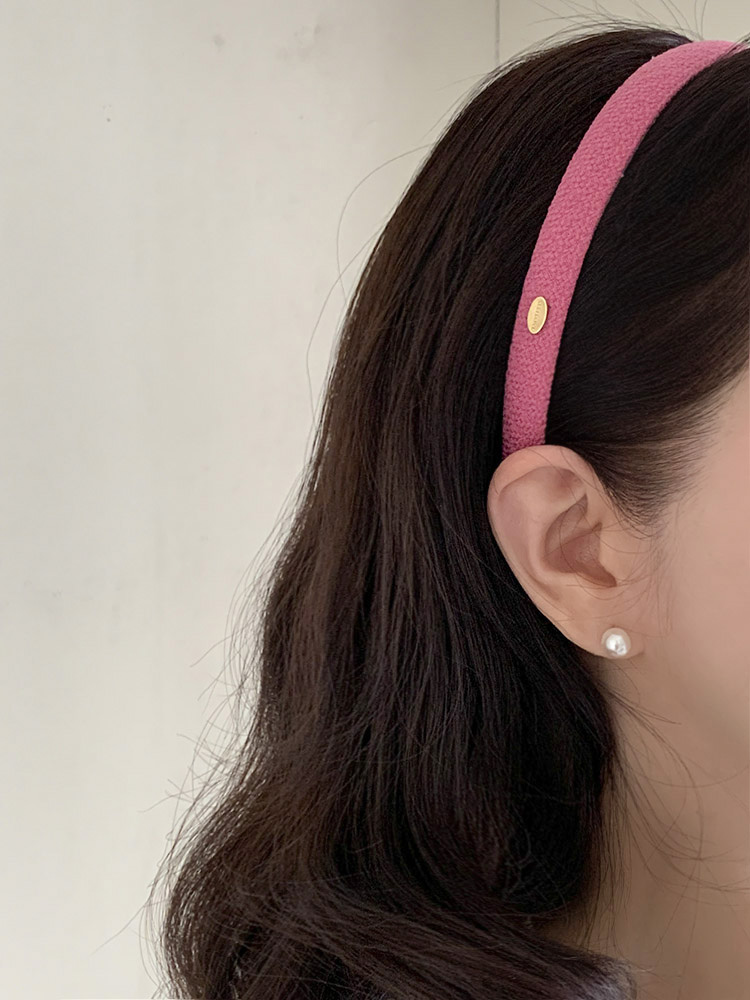 셀프러브 매트 트위드 헤어밴드 - 데일리 슬림 비비드 컬러 얇은 니트 귀안아픈머리띠