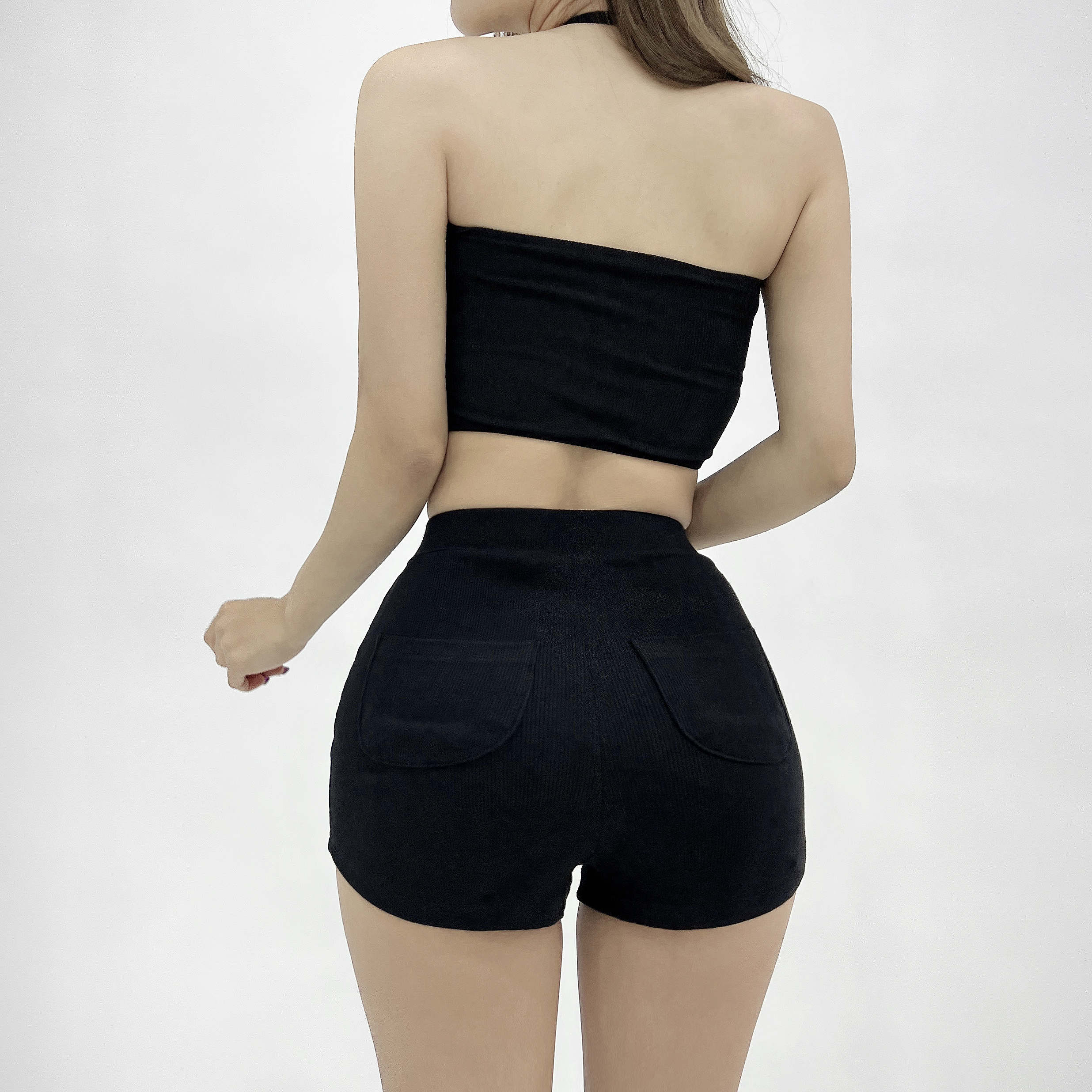 캐치 셔링 홀터넥 섹시 크롭탑 민소매 나시 크롭티셔츠 - 상세 이미지 5