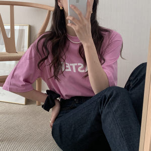 오버핏 프린팅 레터링 티셔츠 여름 여자 티셔츠 면 라운드 레이어드 이너티... 착용 후기 | 사이즈/핏 총정리 - 상품 이미지 2