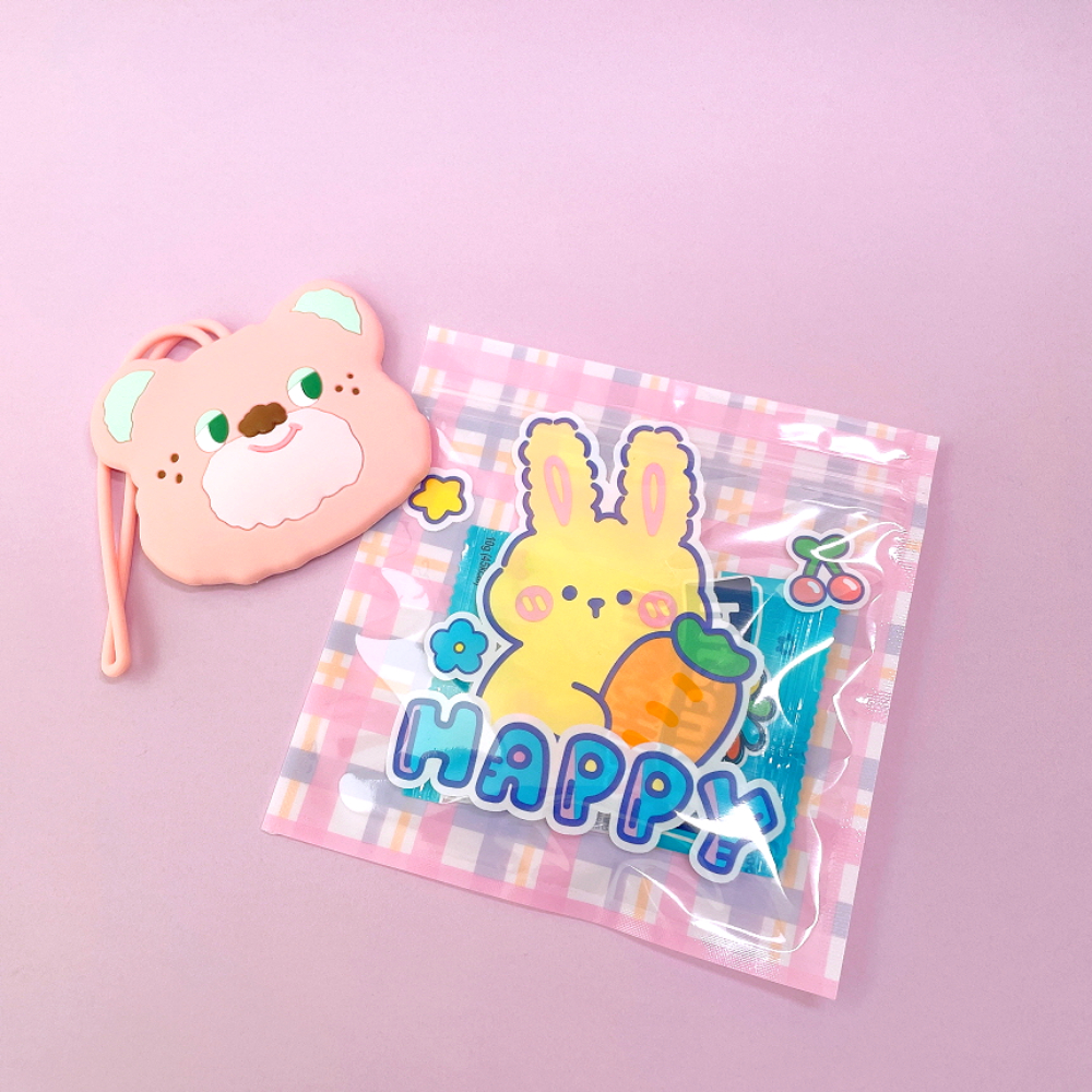 미니파우치 예쁜 캐릭터 곰돌이 지퍼백 파우치 어린이집 준비물 소분