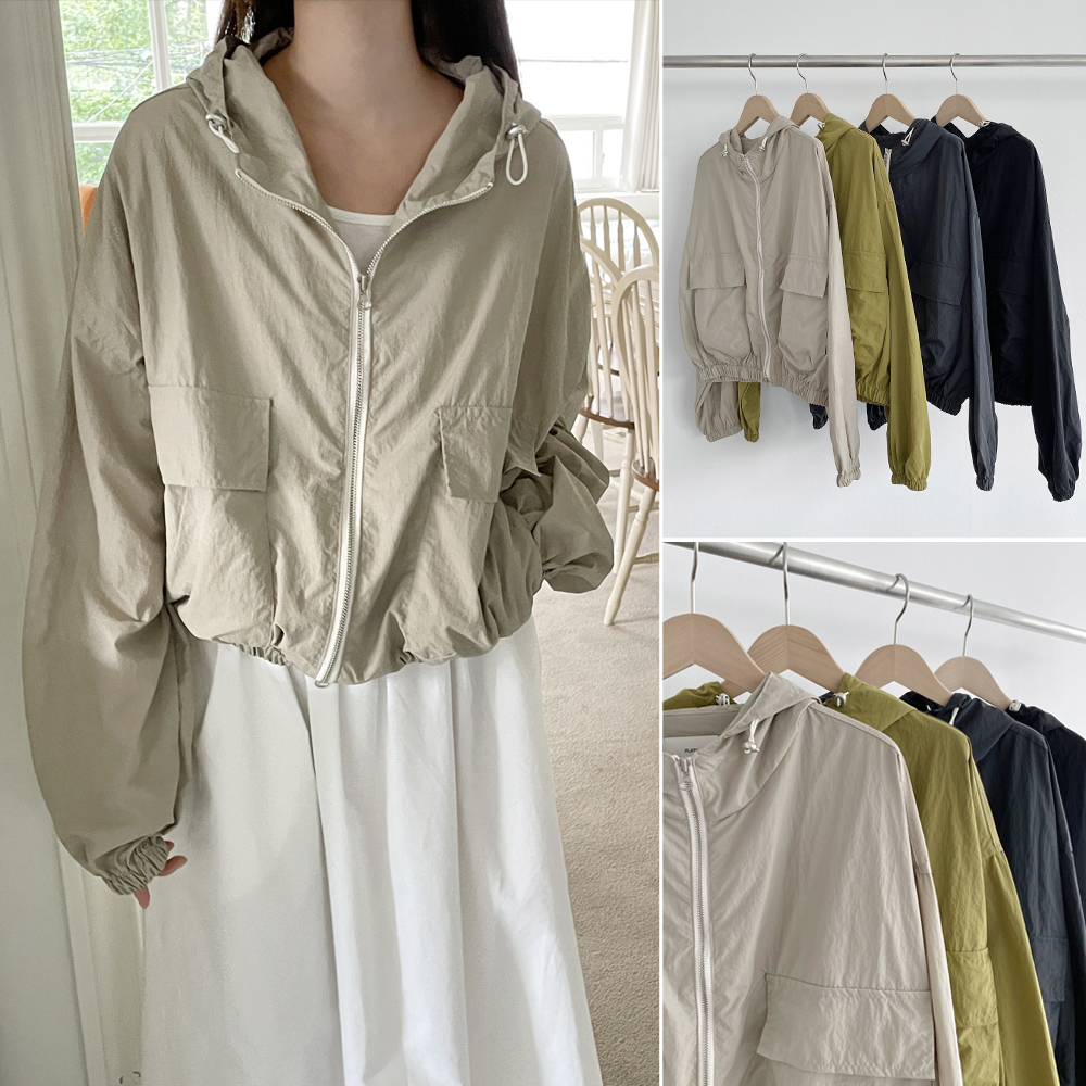 크롭 스트링 후드 여성봄점퍼 간절기아우터 여자야상점퍼 블루종 항공점퍼 사파리 바람막이