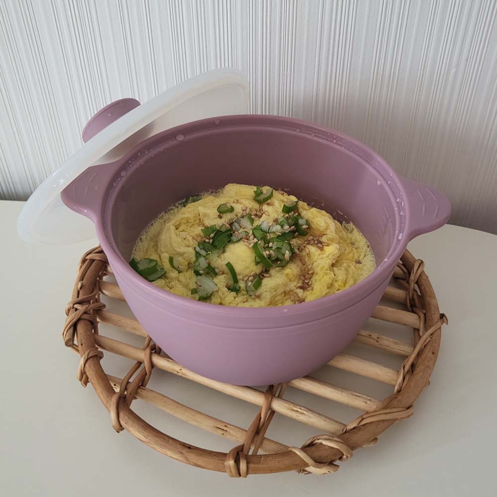 (국산)실리콘냄비 전자레인지 라면용기 야채 만두 그릇 계란찜 이유식 용기 찜기 520ml 이미지 7