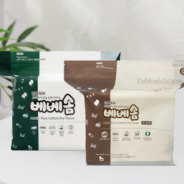 베베솜 대용량 건티슈 무표백 순면 360매