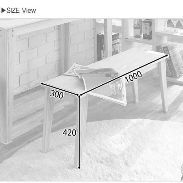 2인용 벤치형식탁의자 소나무 실내벤치의자 나무장의자