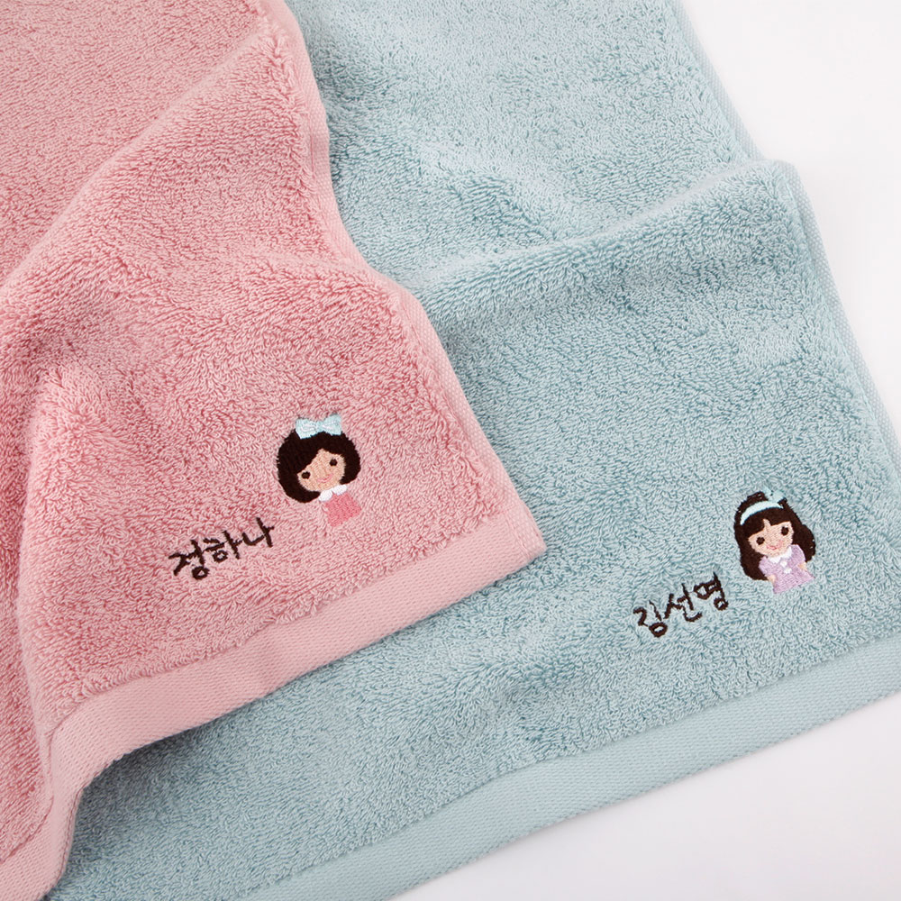 [주문제작]어린이집 네임 수건 아이들 01 여아리본 송월 Pink