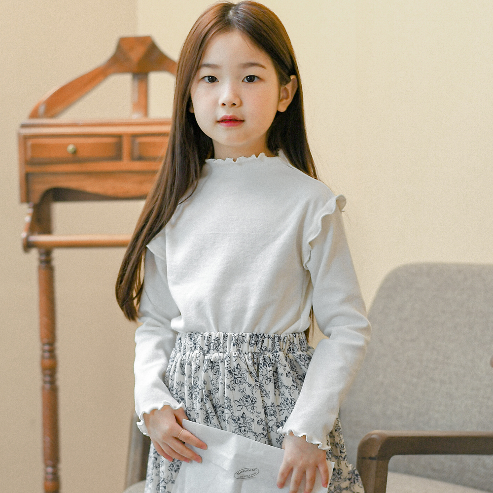 클레어 프릴 티셔츠 봄 가을 겨울 아이보리 핑크 아동 여아 유아 어린이 긴팔 기본티 이미지 8
