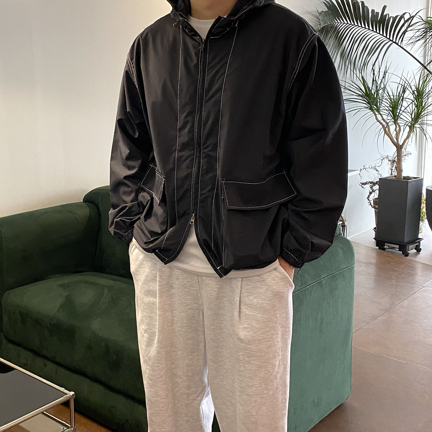스티치바람막이 봄바람막이 남자크롭자켓 이미지 4