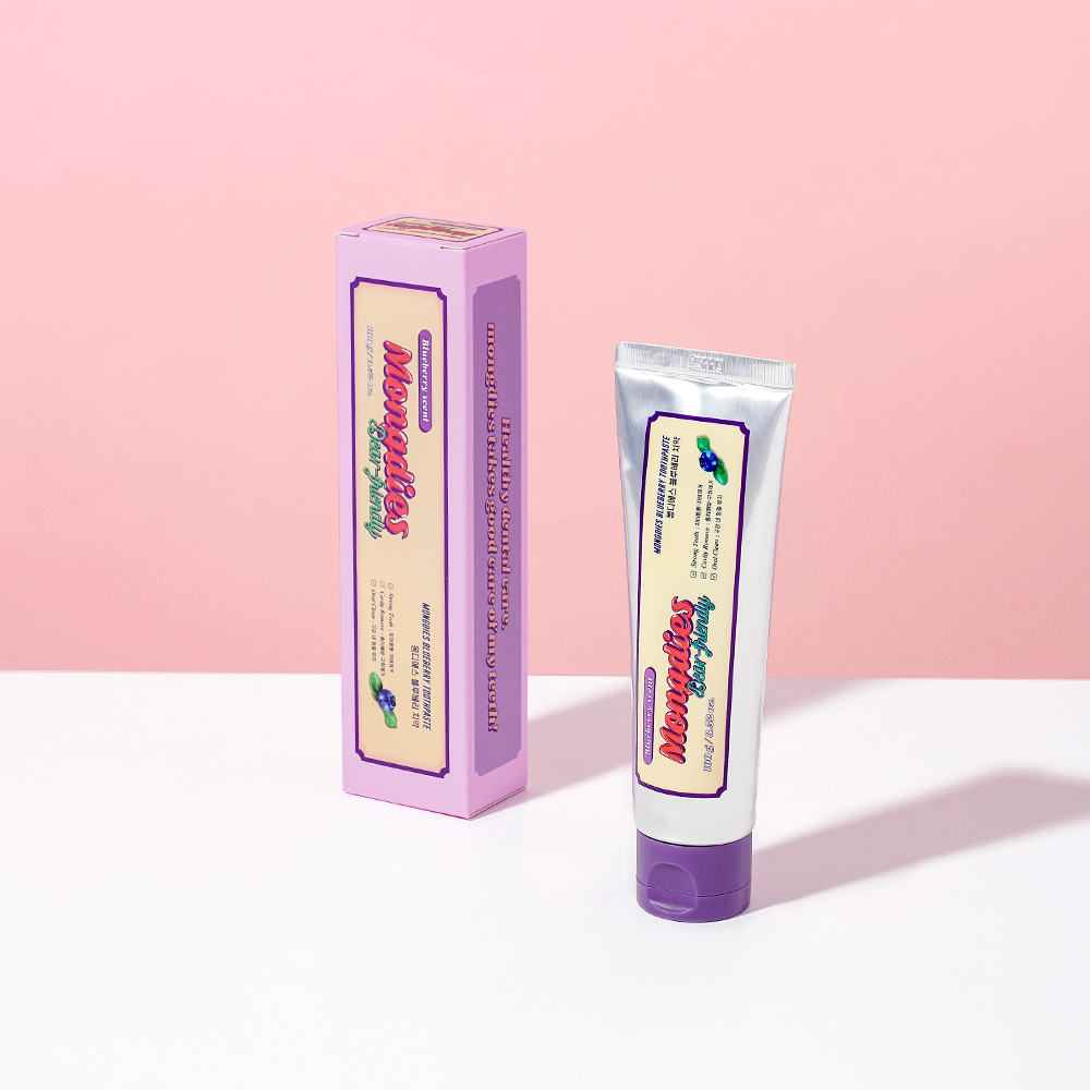 2+2 치약을 뱉는 아기용 몽디에스 저불소 블루베리 베이비 어린이 키즈 치약 100g 모음 - 메인 이미지