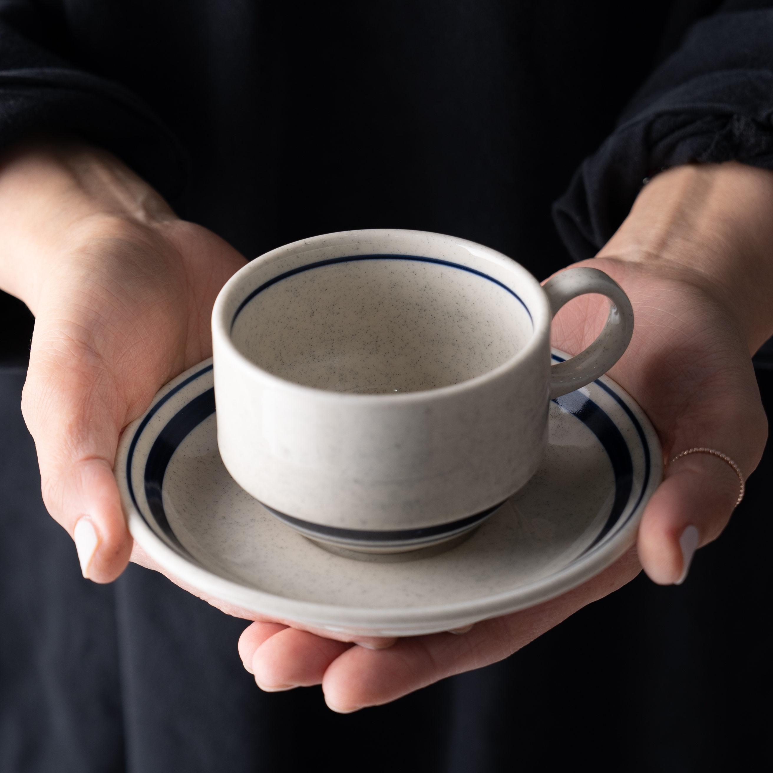 카네수즈 커피잔 스태커블 인디고보더 카페라떼 핫초코 일본 세트