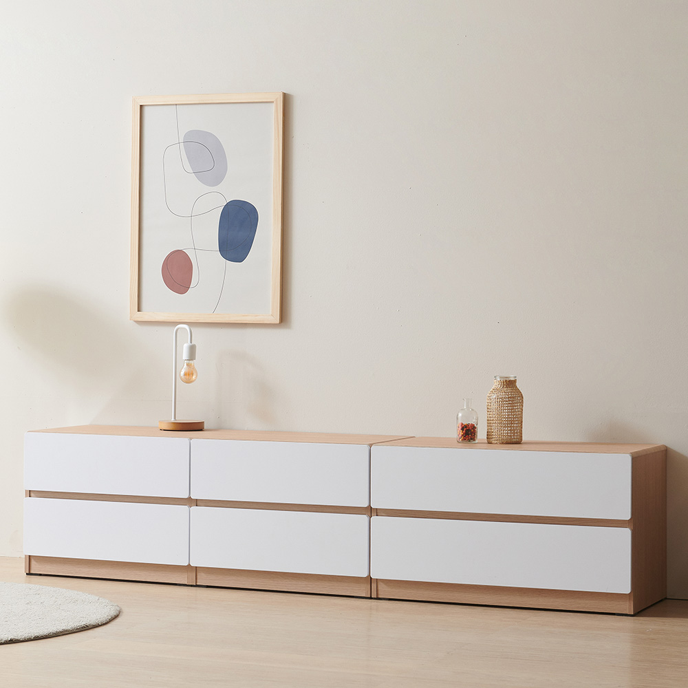 스코나 디스트 2단 서랍 거실장 인테리어 TV장 2000mm, 화이트