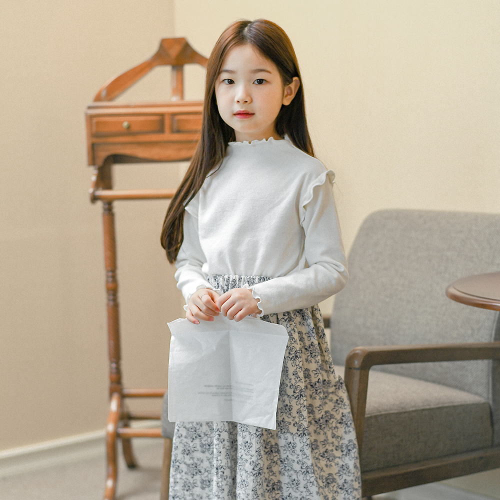 클레어 프릴 티셔츠 봄 가을 겨울 아이보리 핑크 아동 여아 유아 어린이 긴팔 기본티 이미지 6