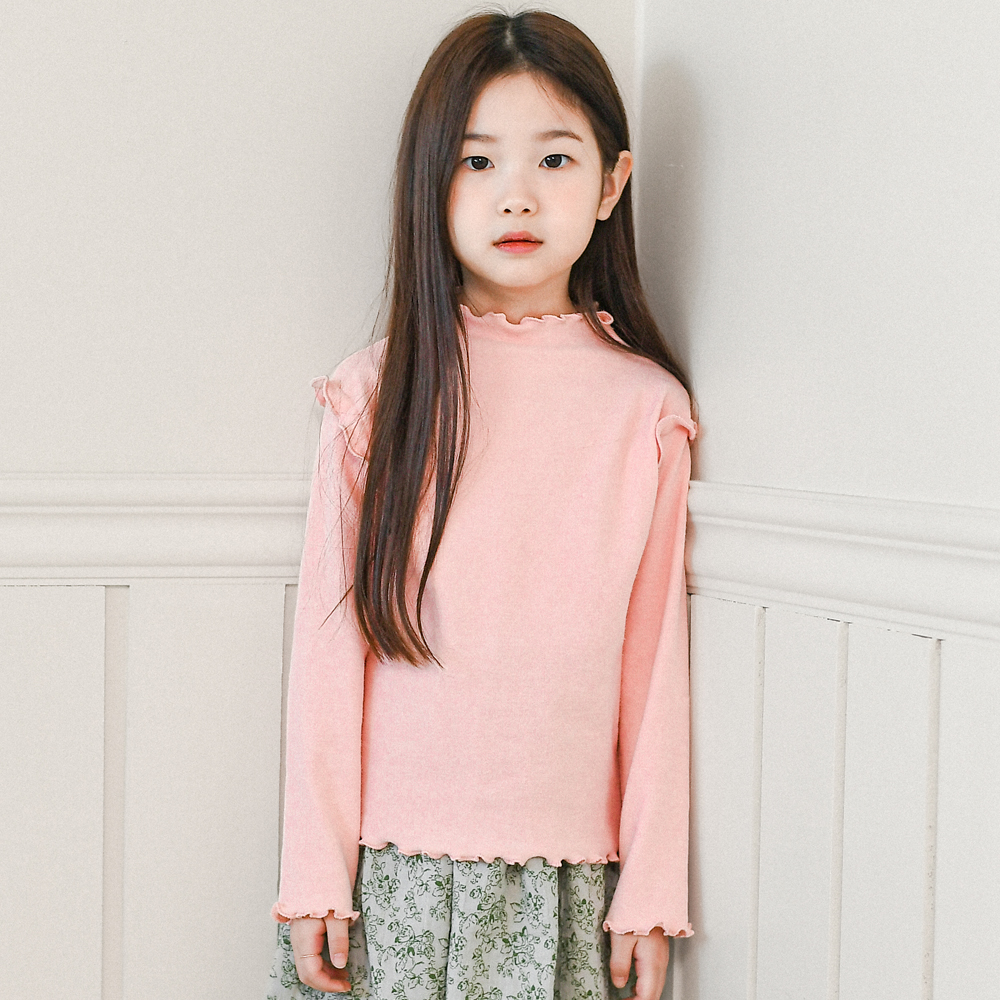 클레어 프릴 티셔츠 봄 가을 겨울 아이보리 핑크 아동 여아 유아 어린이 긴팔 기본티