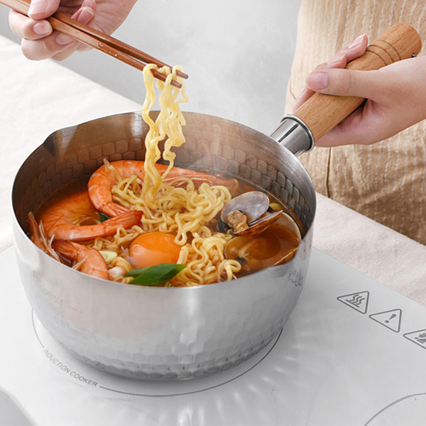 키친아트 인덕션 라면냄비 스텐 함마톤 계량 편수냄비 20cm - 상품 이미지