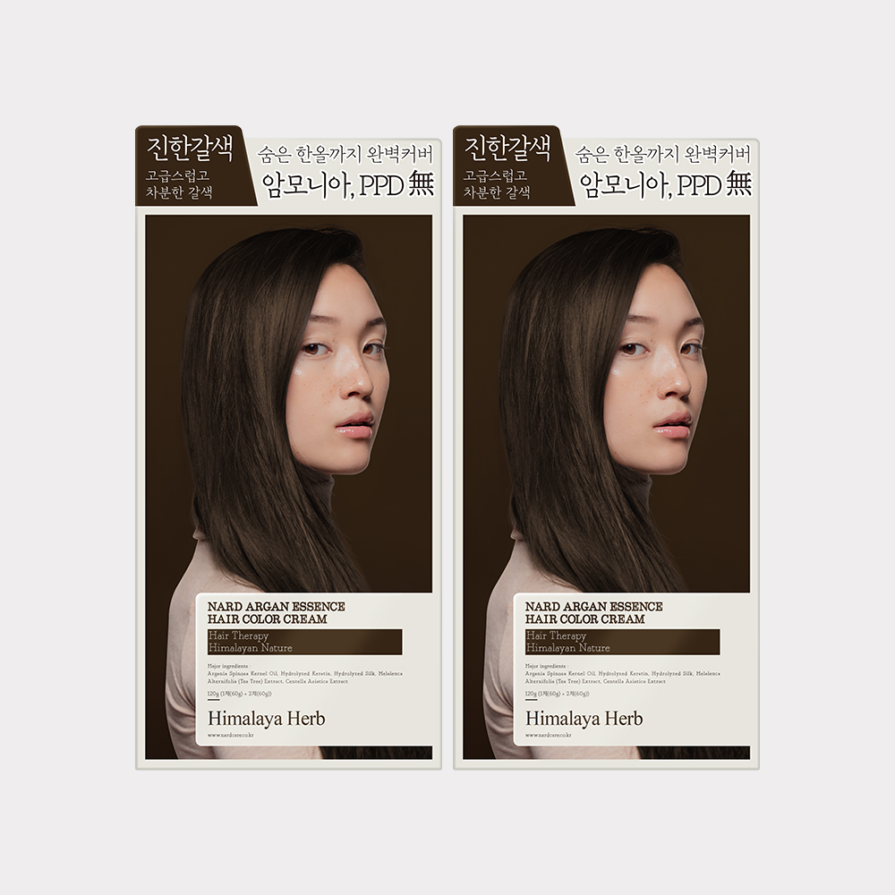 [2개] 나드 아르간 에센스 새치 염색제 120g 진한갈색