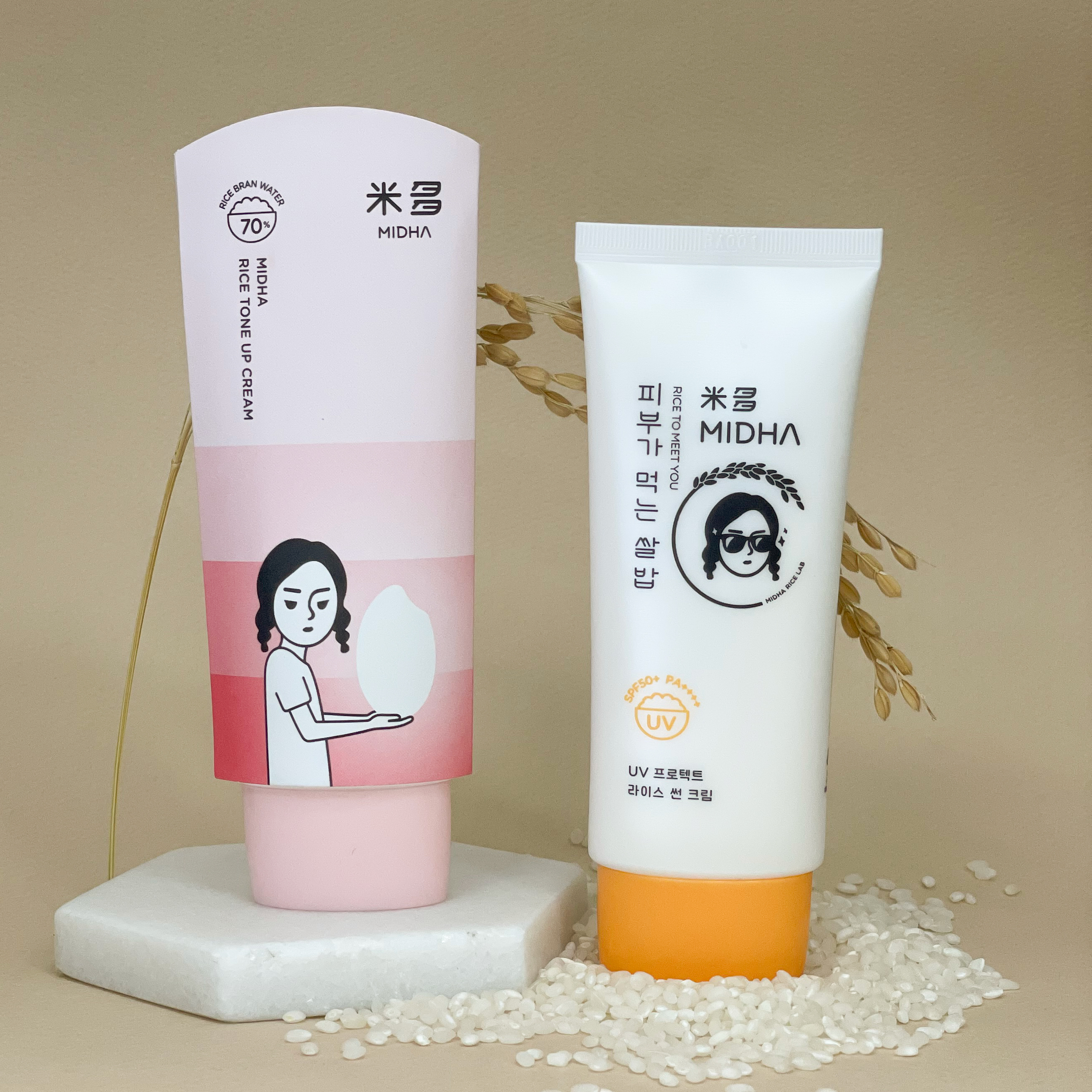 미다 라이스 UV 프로텍트 선크림 50ml + 쌀뜨물 톤업크림 50ml 2종 세트 - 상세 이미지 4