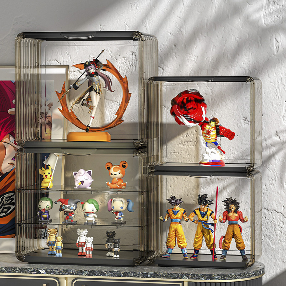 먼지차단 칸분리 피규어 장식장 아크릴케이스 소형 2단 레고 인형 보관함 진열대 박스