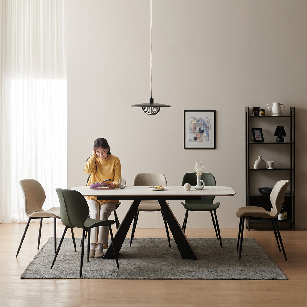 말론 6인용 24T 포세린 세라믹 식탁 세트 1600 (의자6)