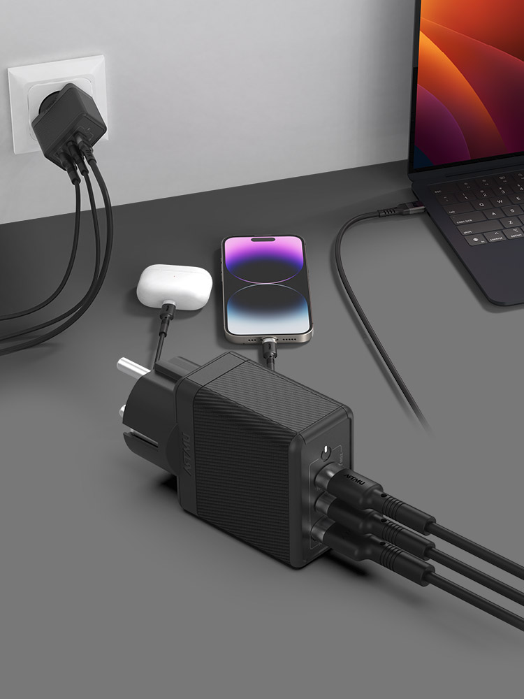 USB PD 75W PPS GaN 접지 멀티 초고속 충전기 GE320 블랙 - 상세 이미지 2