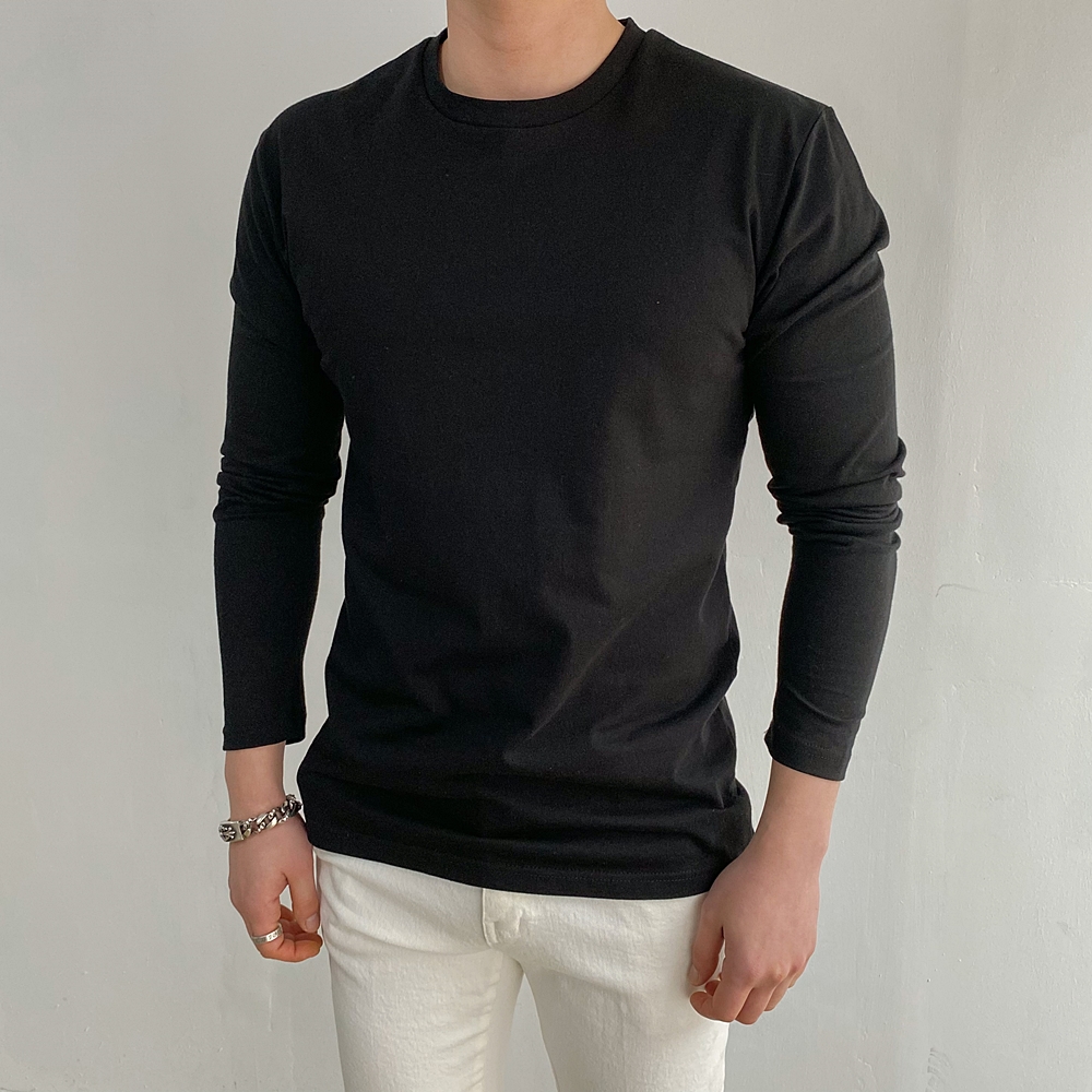 흰티 머슬핏긴팔 싱글라운드 이미지 4